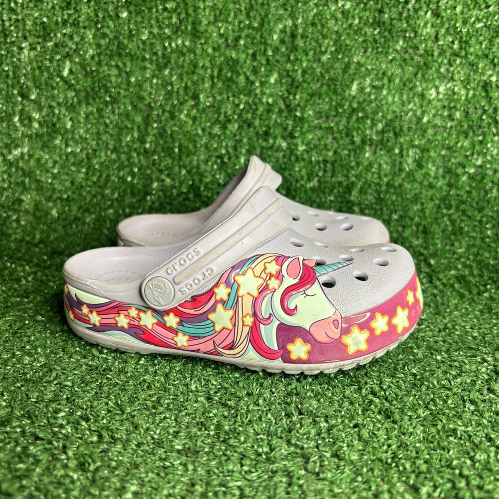 Crocs Fun Lab Unicorn Stars‎ Graphic Band Clog Lavender Purple Toddler Size C 8